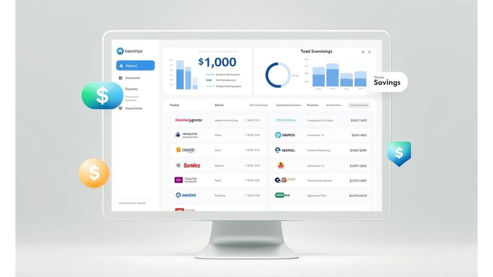 Digital dashboard showing subscriptions and savings analysis